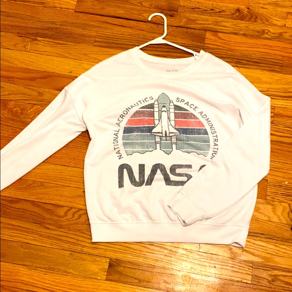 NASA long sleeve white tee shirt
